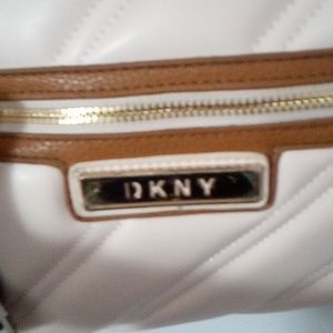 Dkny leather beige duffle bag